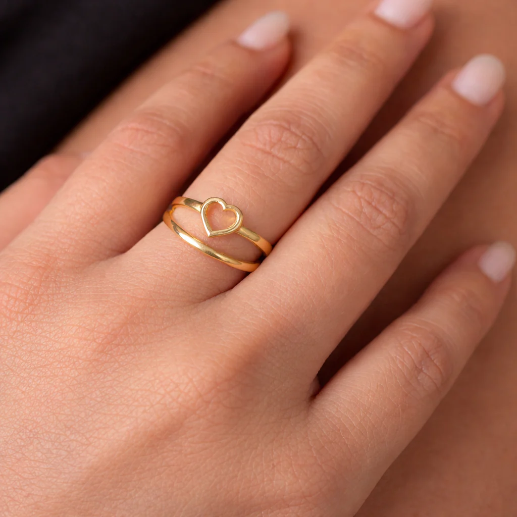 Adjustable Heart Stack Ring - Image 3