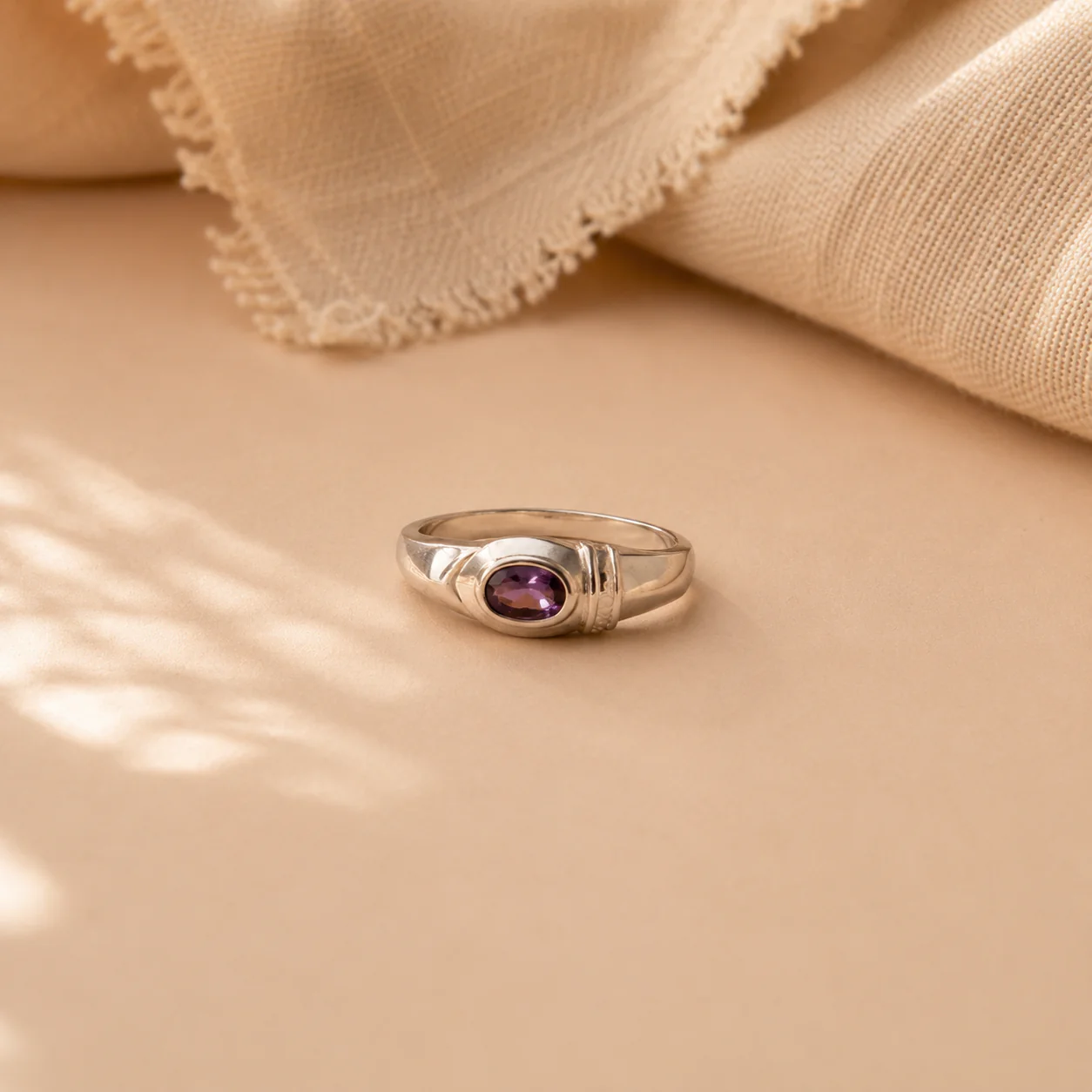 Amethyst Bezel Solitaire Ring - Image 2