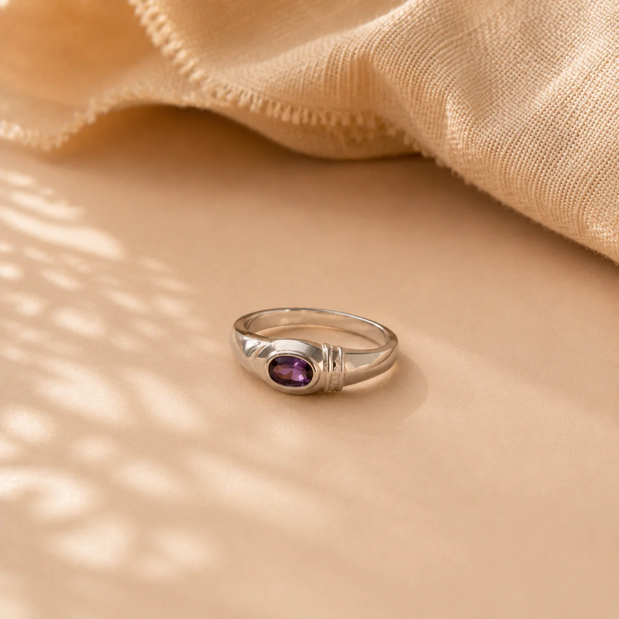 Amethyst Bezel Solitaire Ring - Image 3