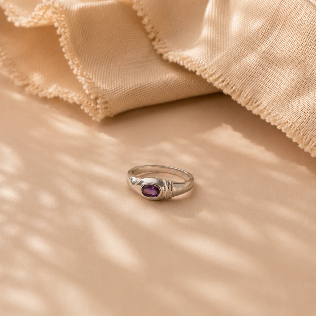 Amethyst Bezel Solitaire Ring - Image 4