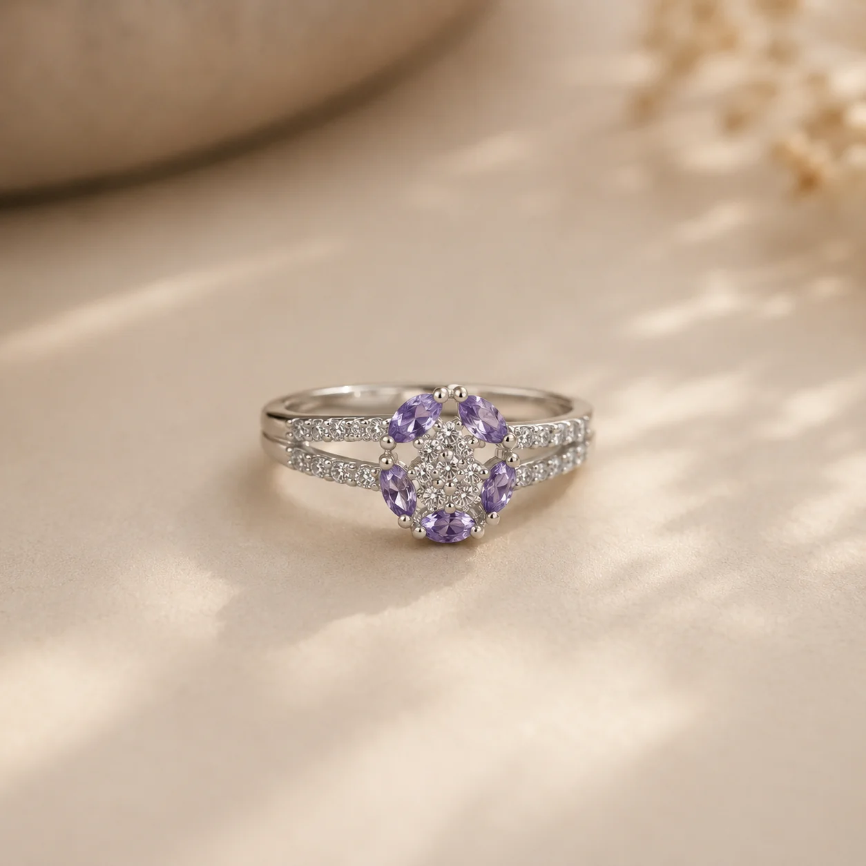 Amethyst Bloom Halo Ring - Image 2