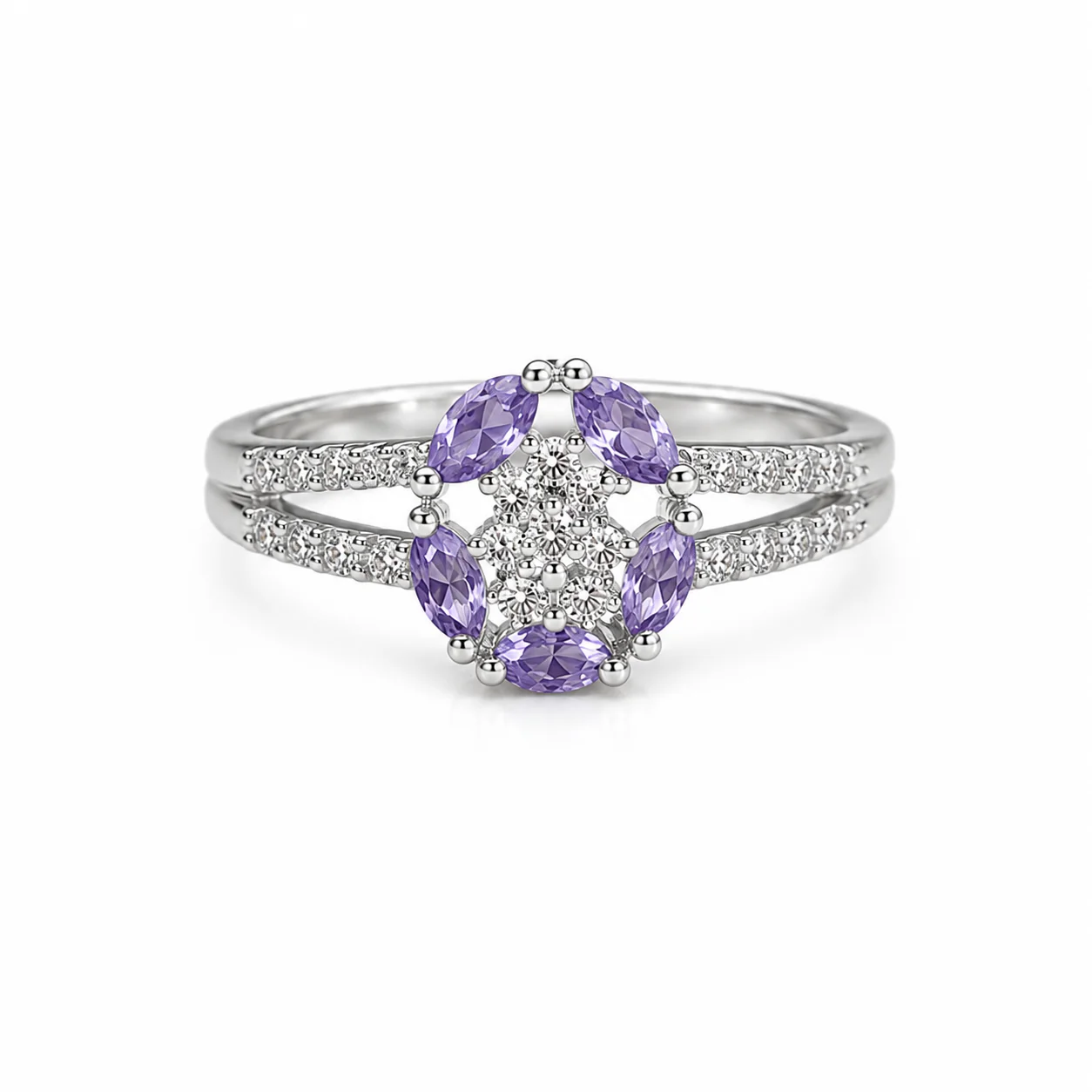 Amethyst Bloom Halo Ring - Image 3