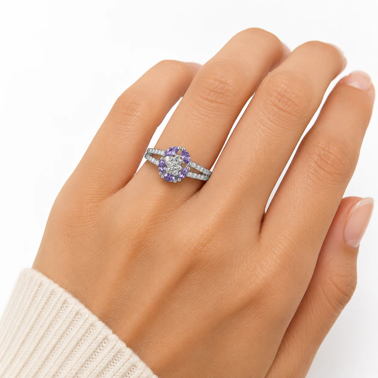 Amethyst Bloom Halo Ring - Image 4