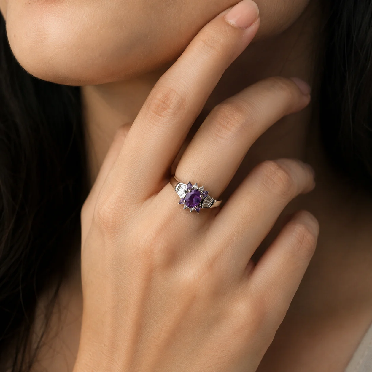Amethyst Blossom Halo Ring - Image 4