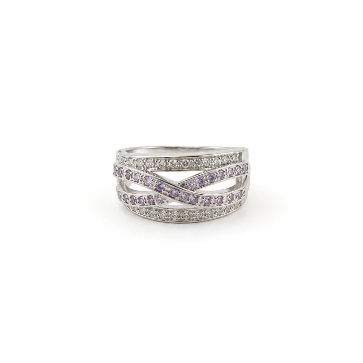 Amethyst Criss-Cross Statement Band Ring - Image 2