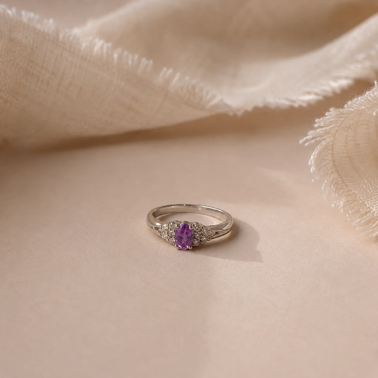 Amethyst Halo Accent Ring