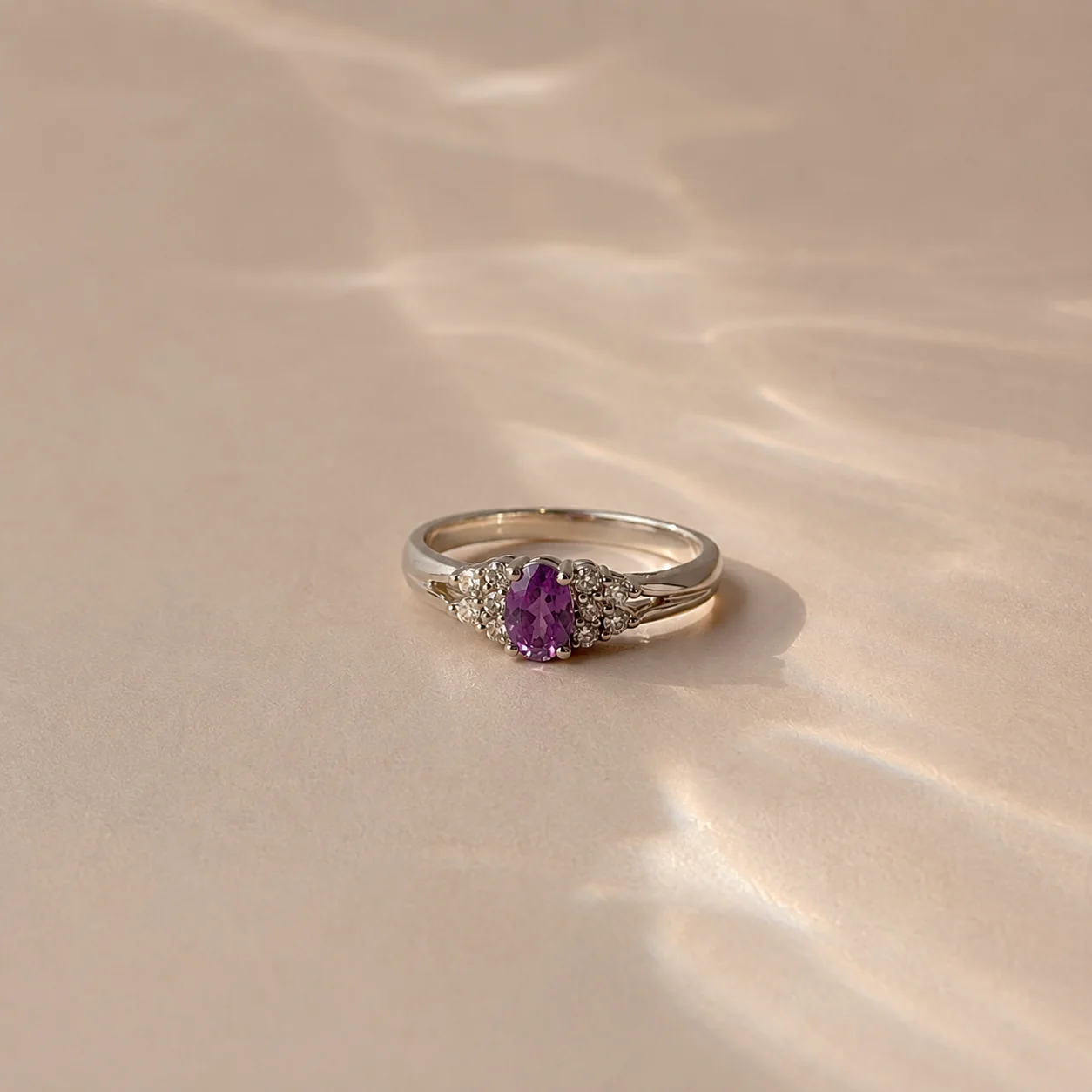 Amethyst Halo Accent Ring - Image 3
