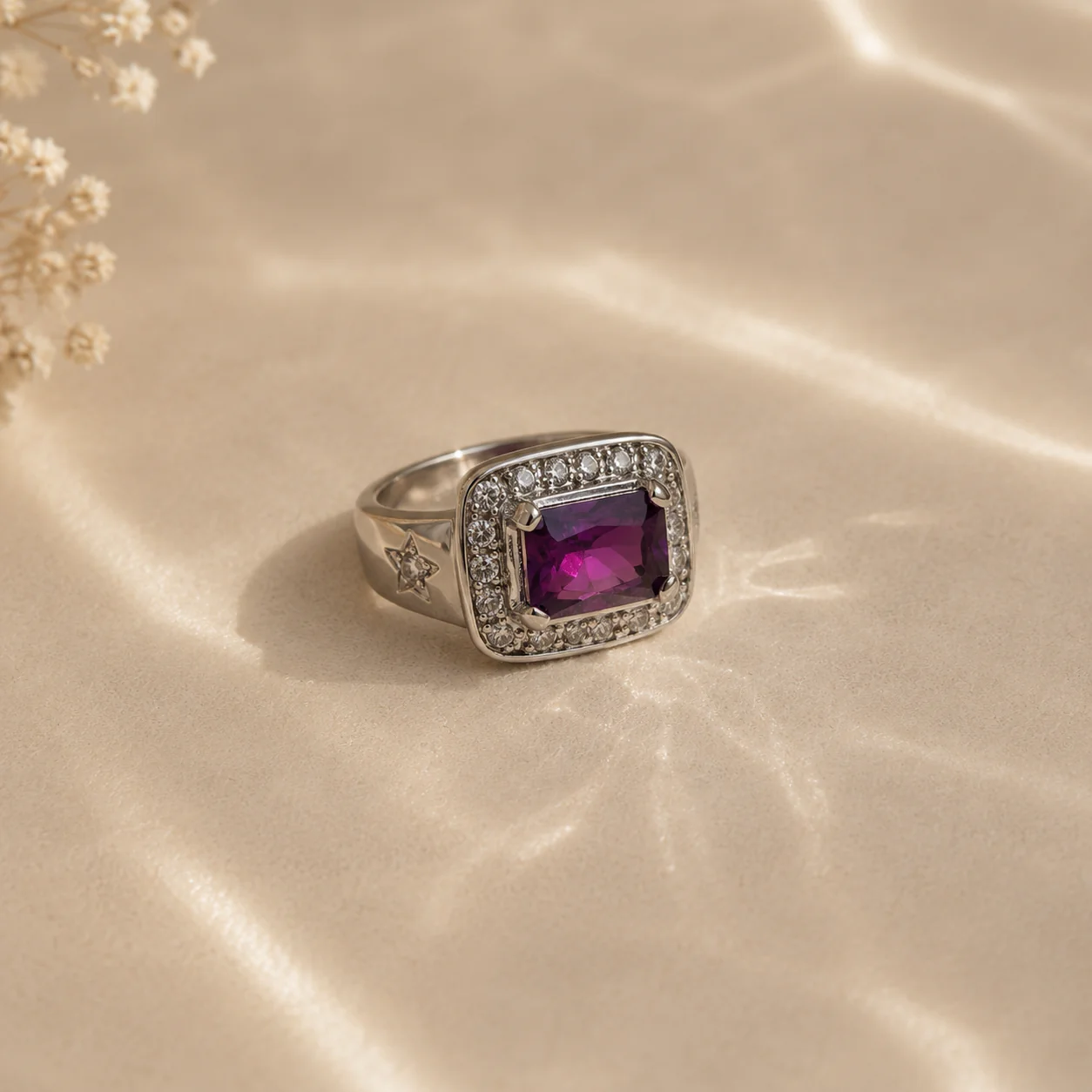 Amethyst Halo Signet Ring - Image 2