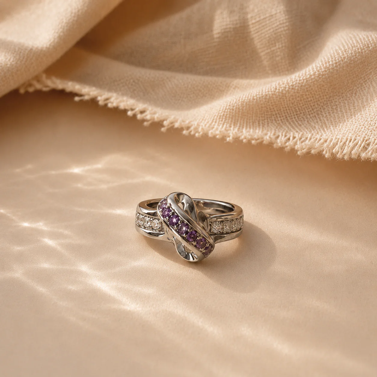 Amethyst Infinity Twist Ring - Image 2