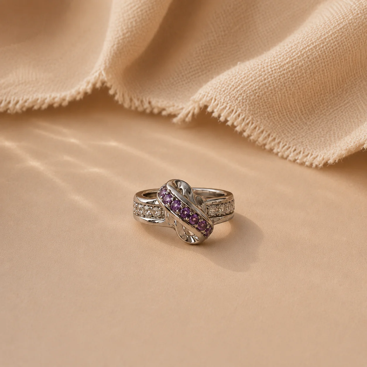 Amethyst Infinity Twist Ring - Image 3