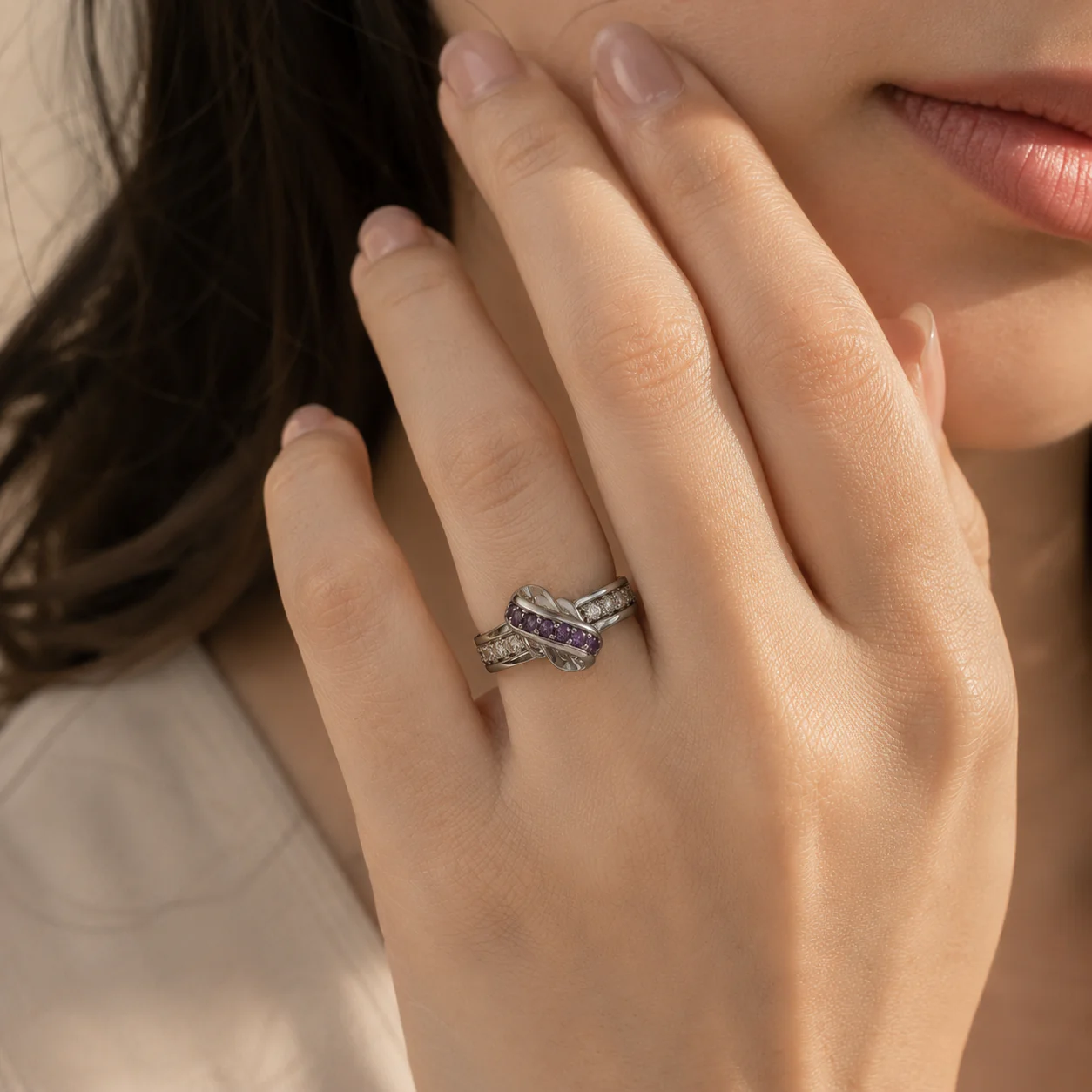 Amethyst Infinity Twist Ring - Image 4
