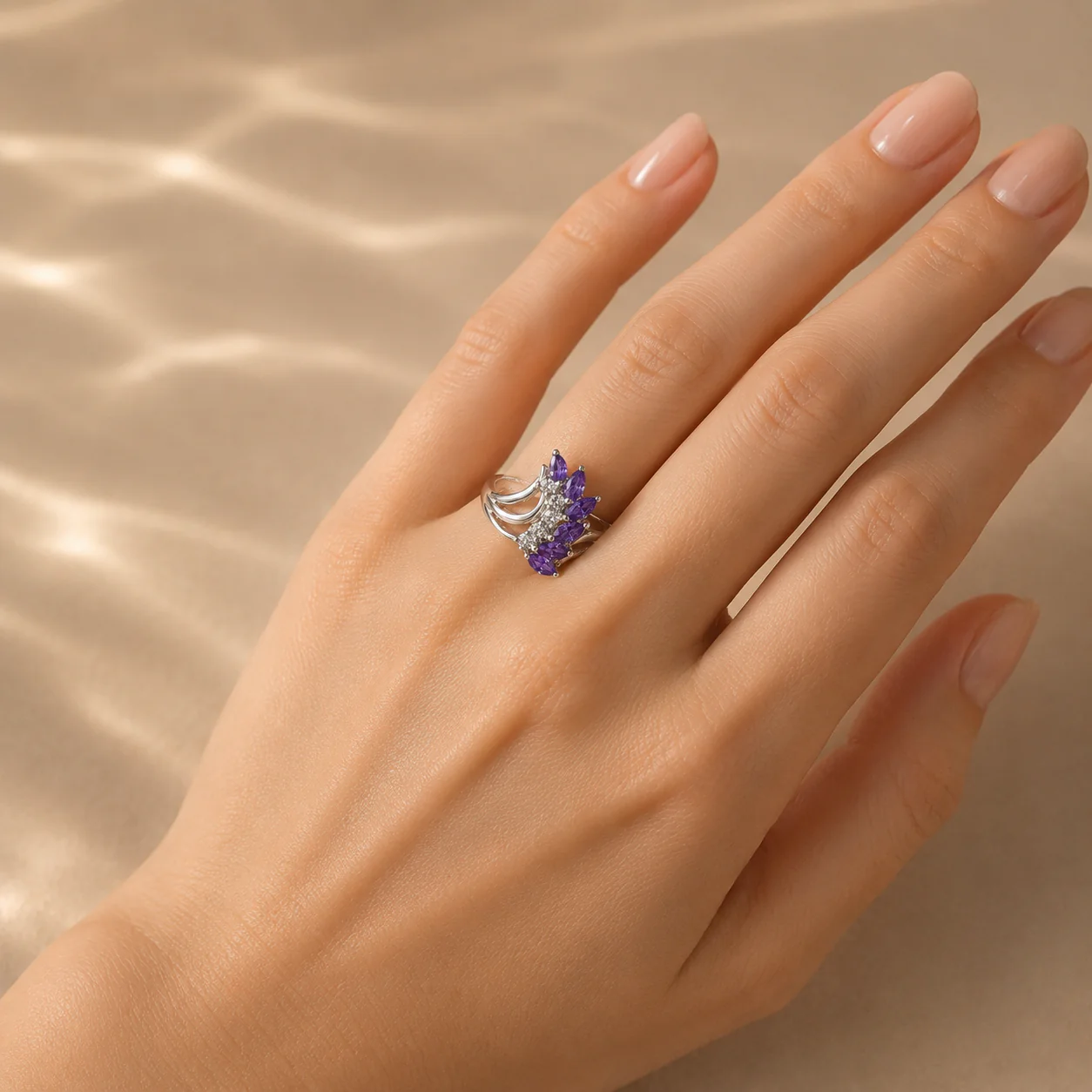Amethyst Marquise Cluster Ring