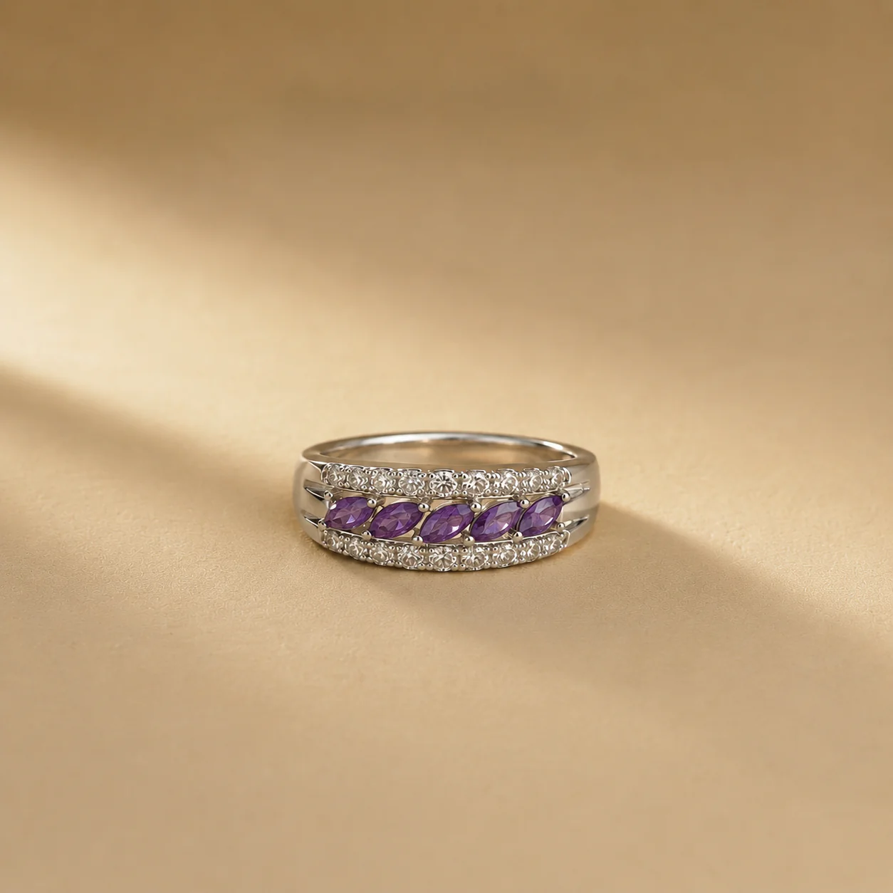 Amethyst Marquise Eternity Band Ring - Image 3