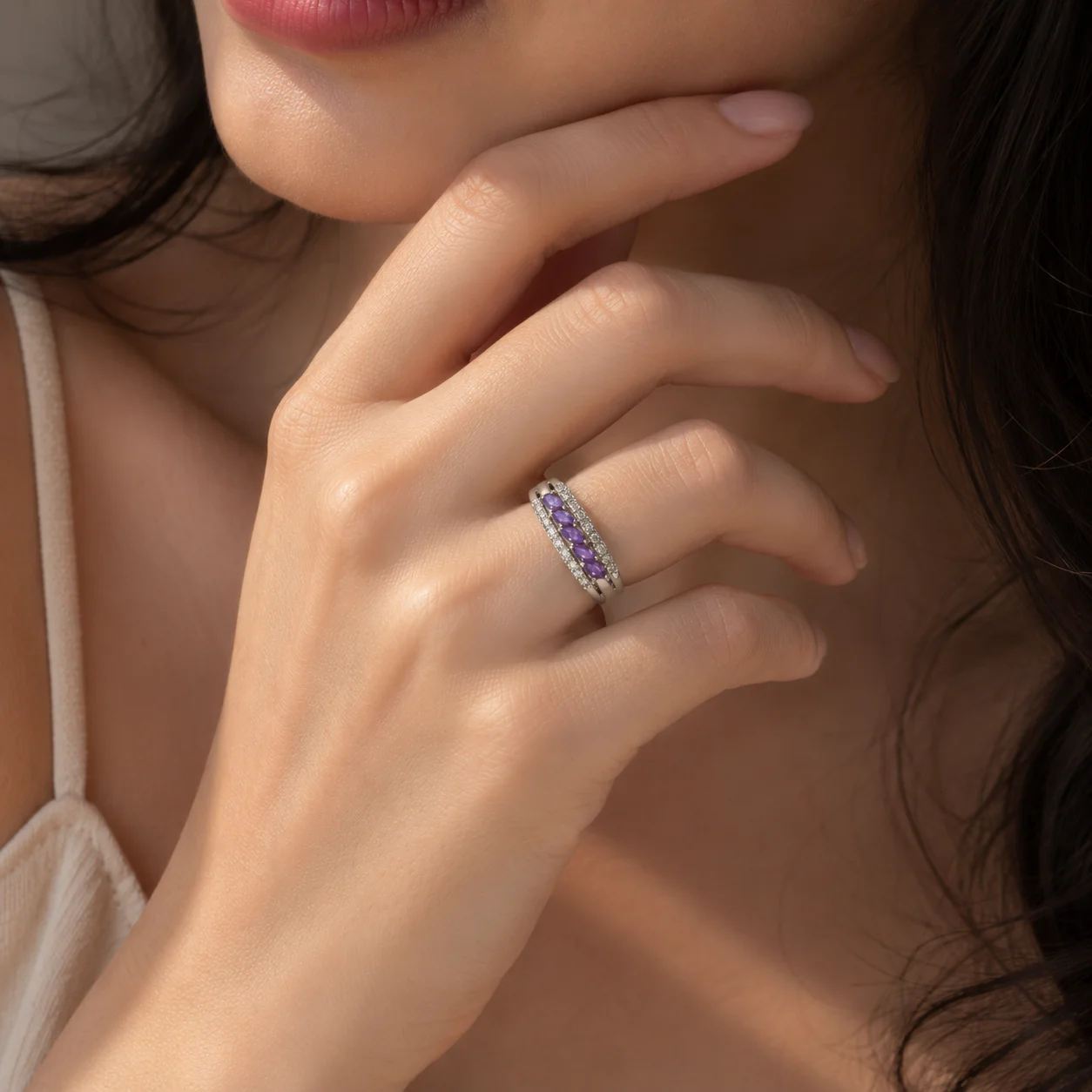 Amethyst Marquise Eternity Band Ring - Image 4