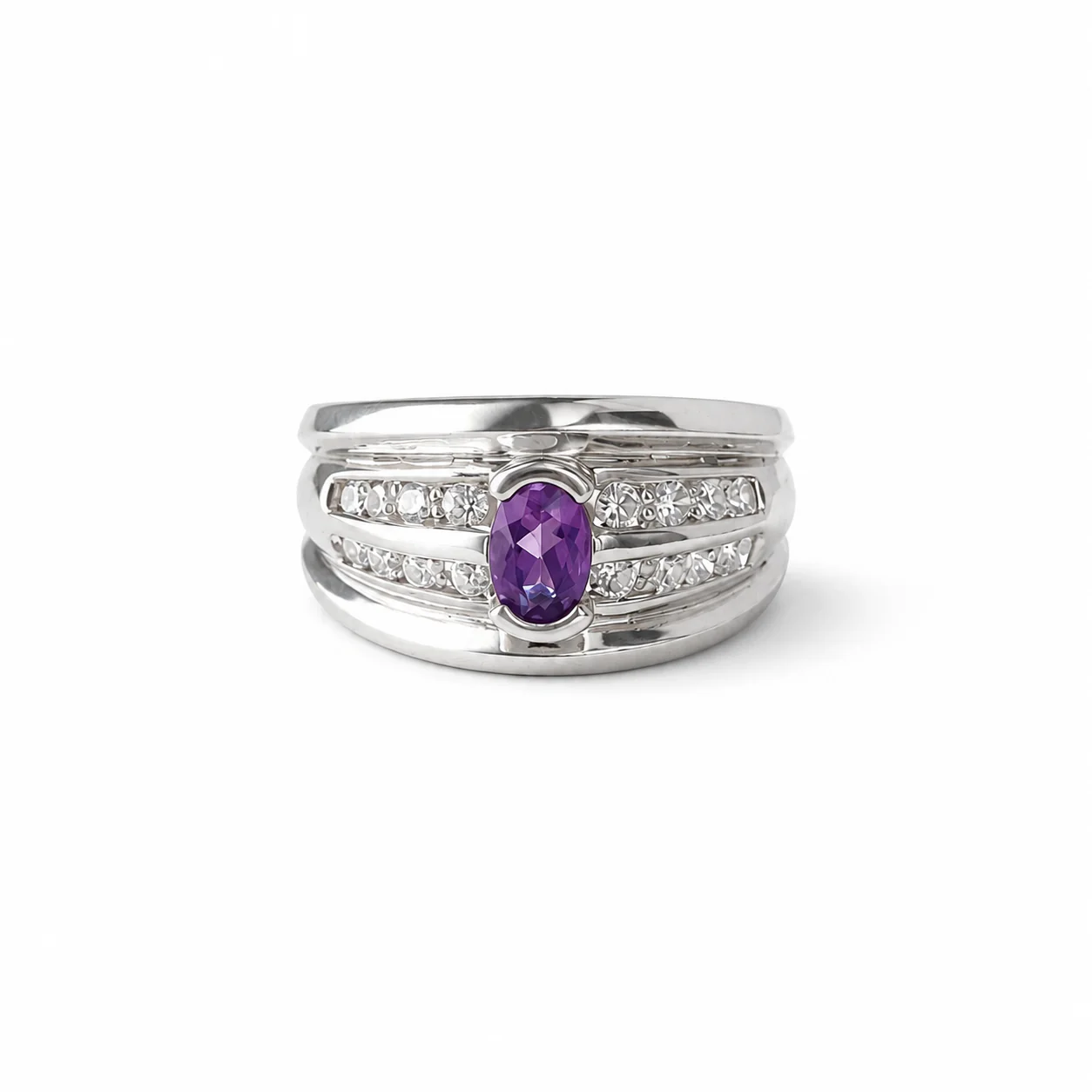 Amethyst Multi-Band Statement Ring - Image 3