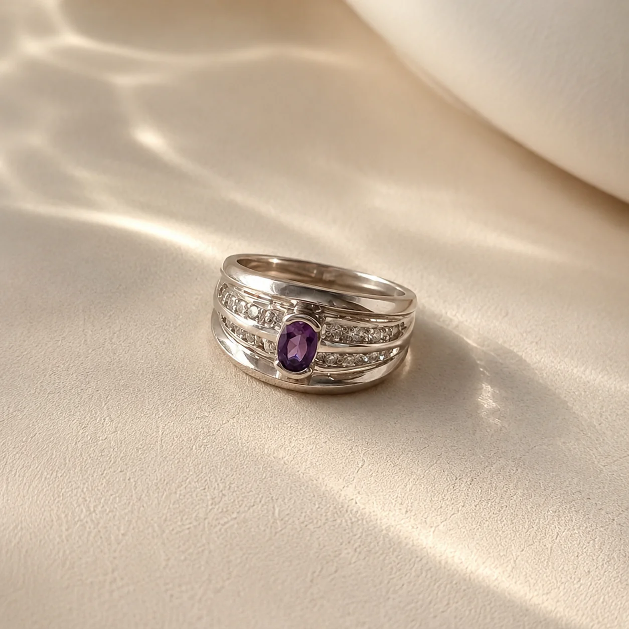 Amethyst Multi-Band Statement Ring - Image 4