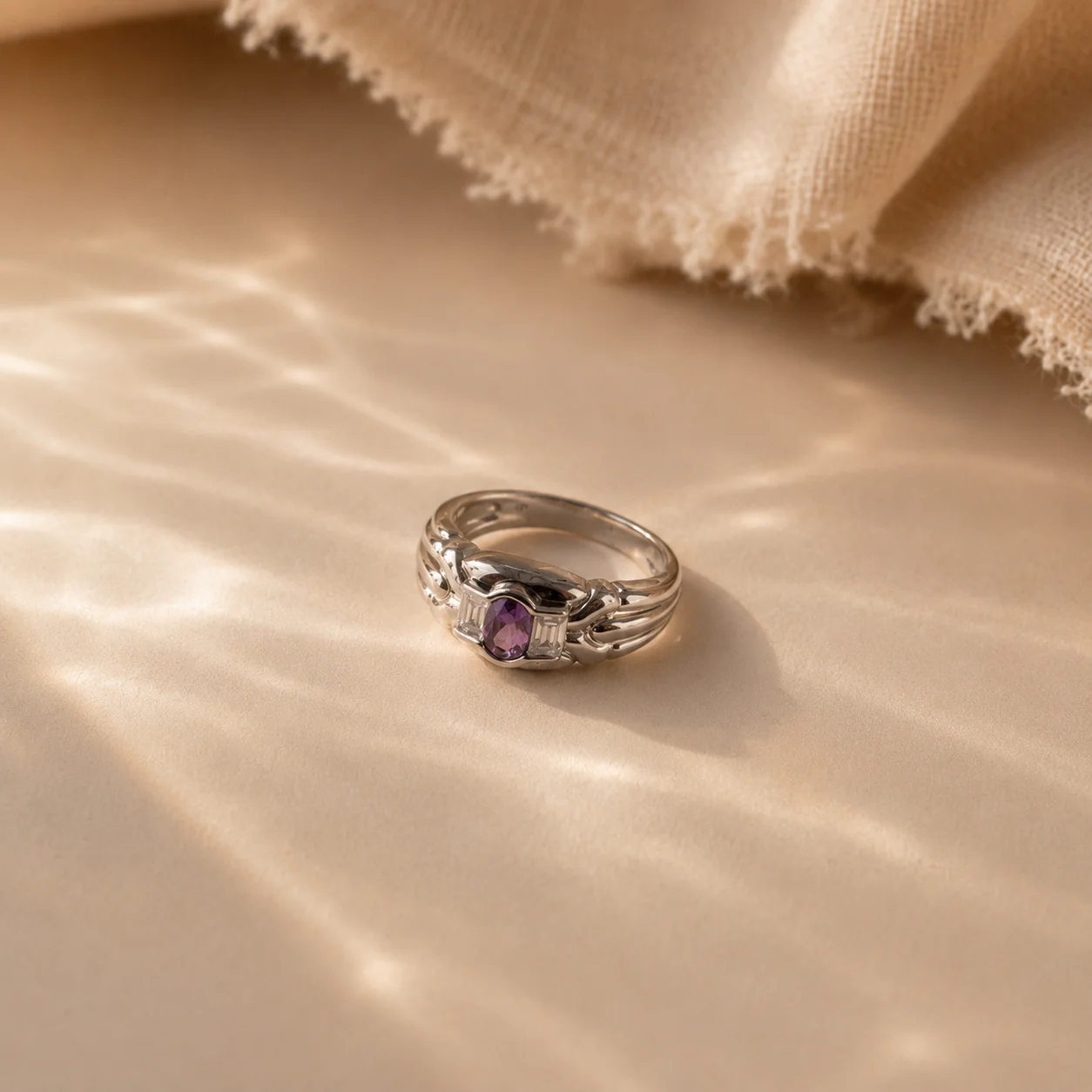 Amethyst Trinity Band Ring - Image 2