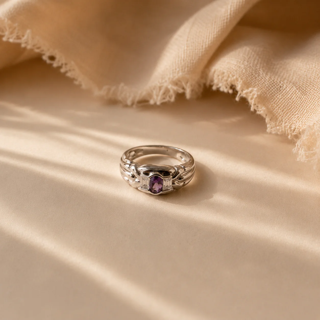 Amethyst Trinity Band Ring - Image 3