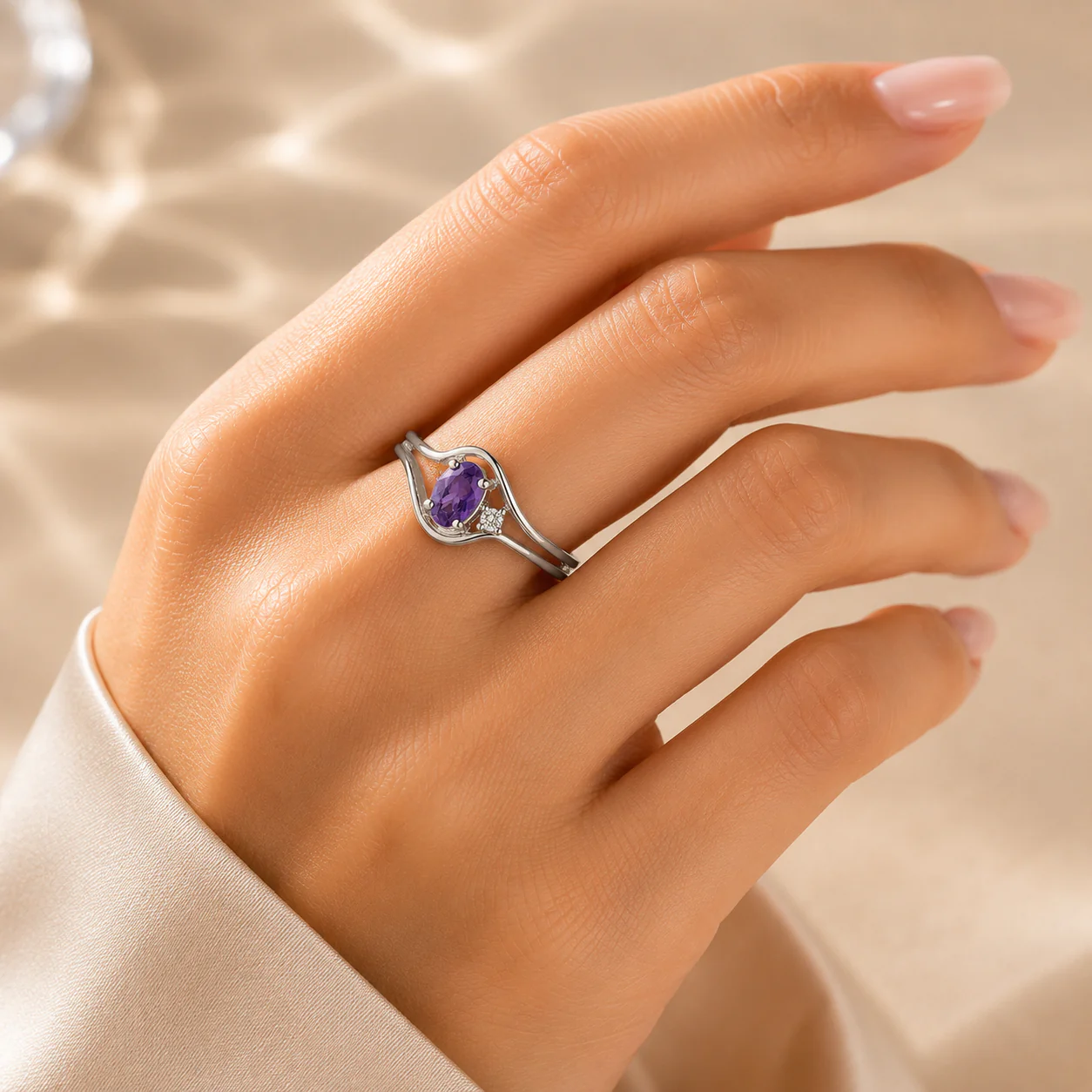 Amethyst Wave Ring - Image 4