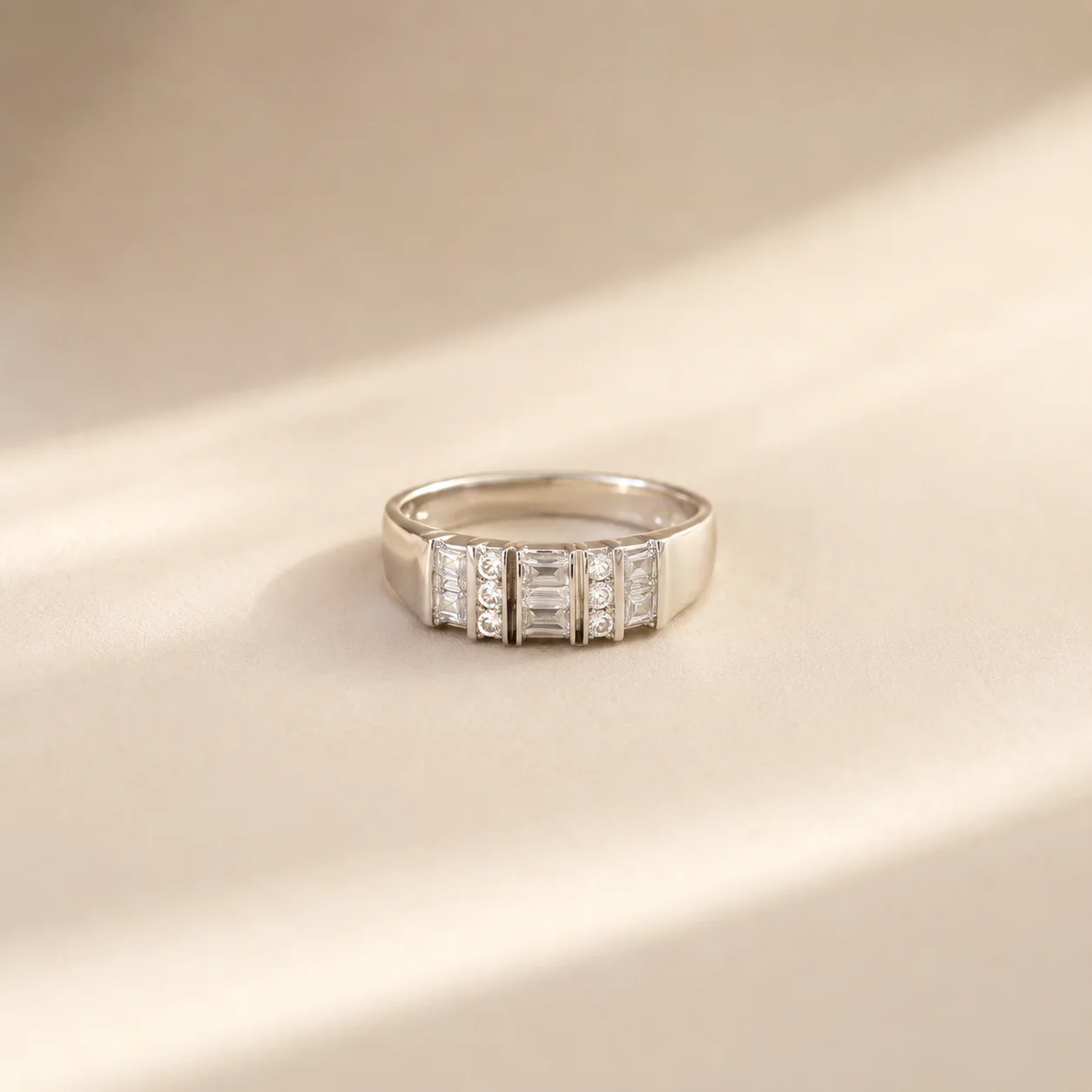 Aurelio Geometric CZ Band Ring