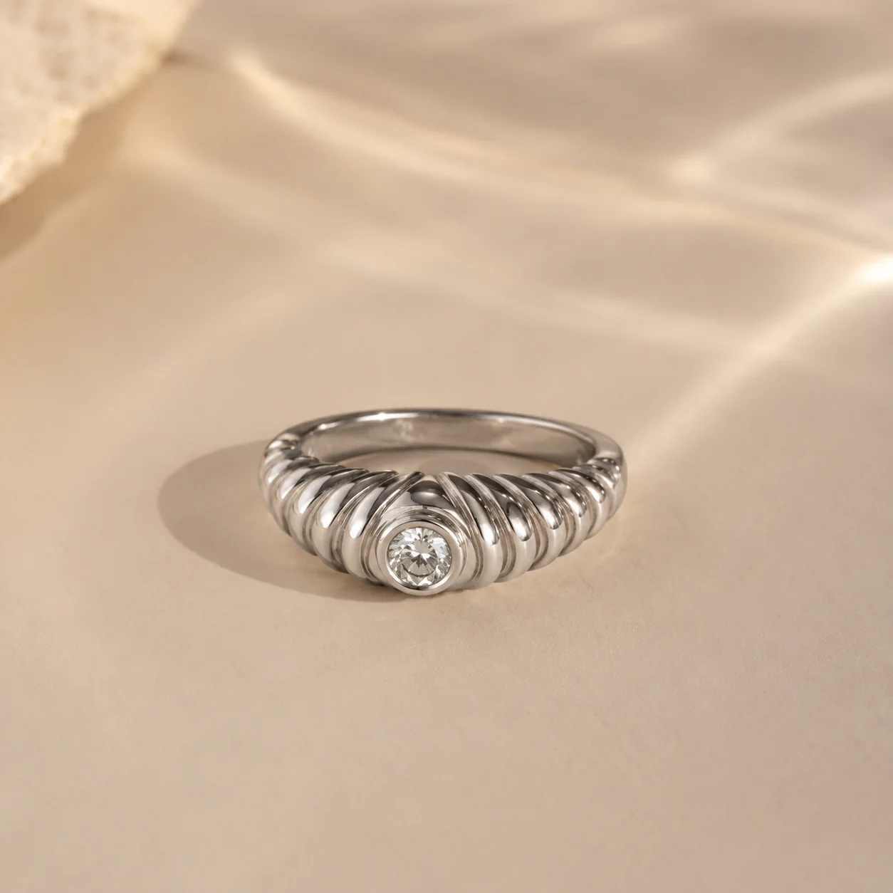 Aurielle Ribbed CZ Ring - Image 4