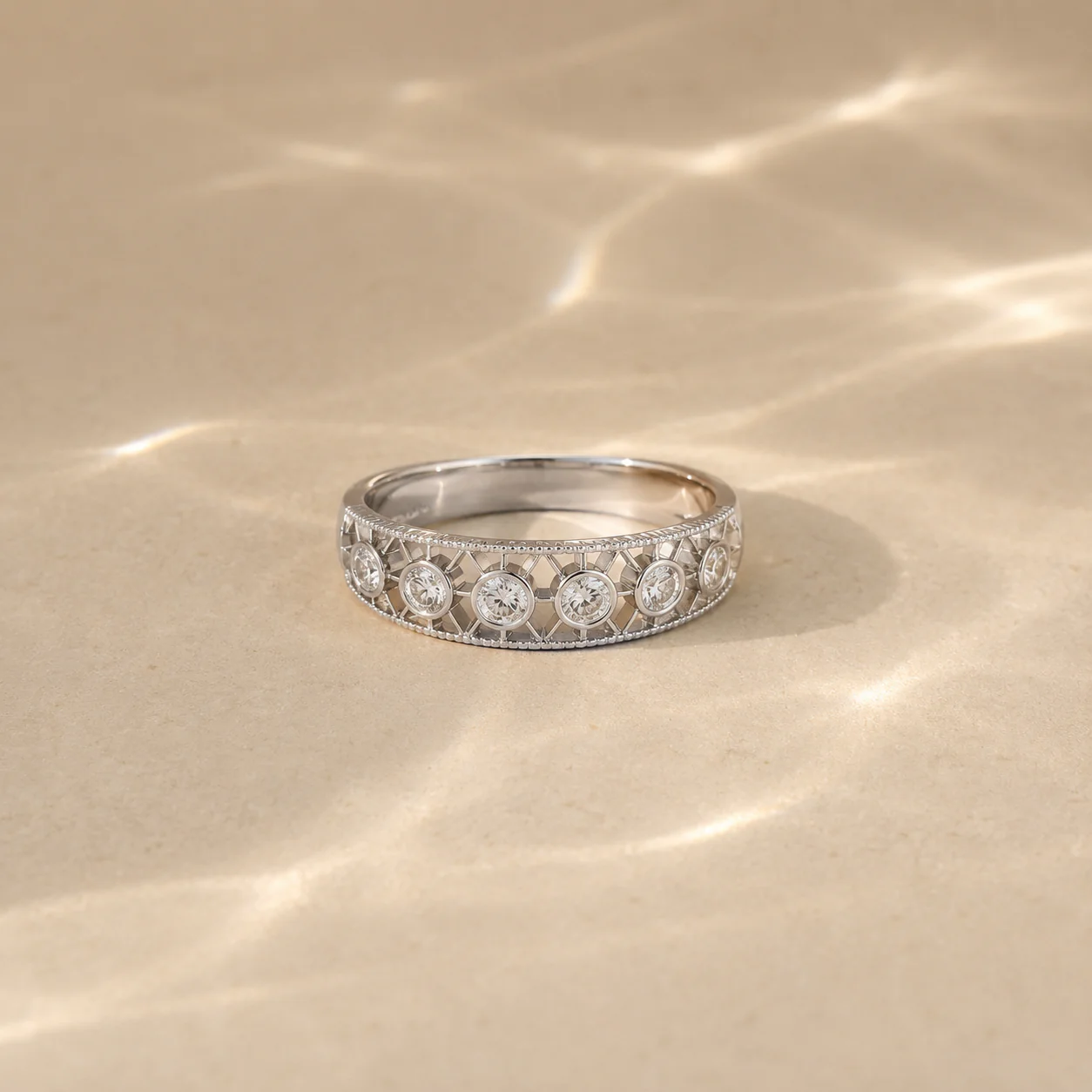 Aurielle Vintage Lattice Band Ring - Image 2