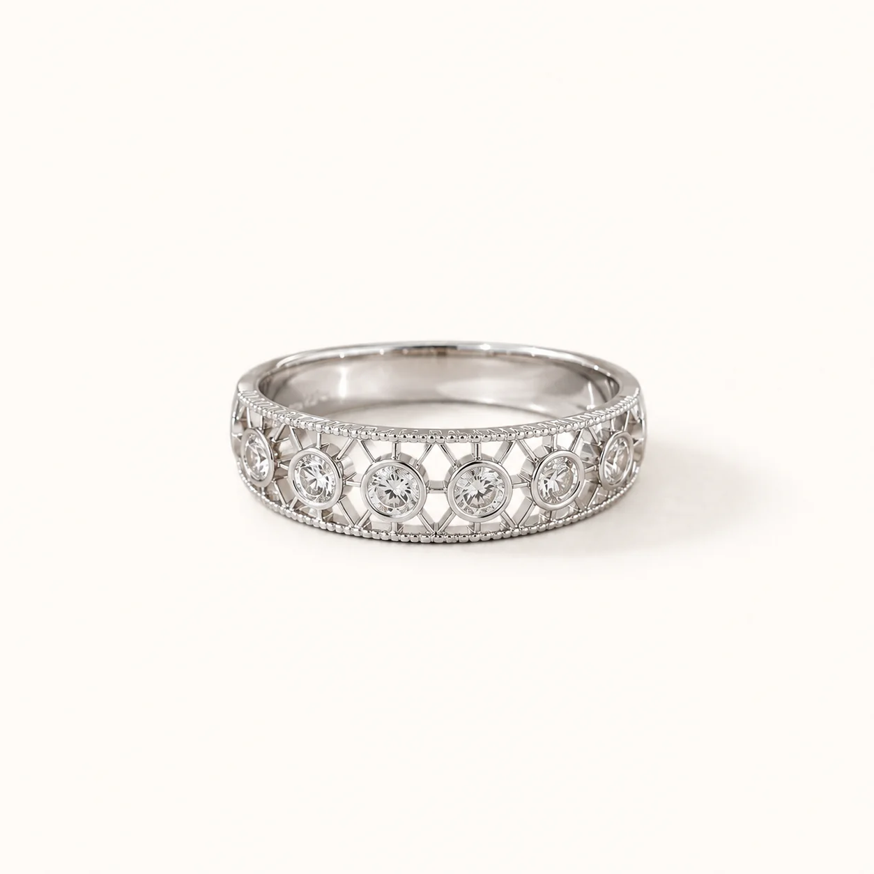 Aurielle Vintage Lattice Band Ring - Image 3