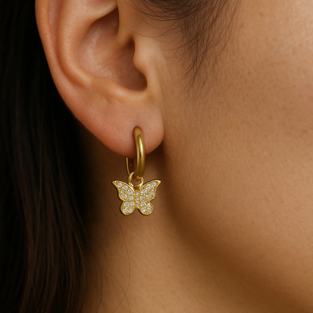 Studded Butterfly Huggies - Image 2