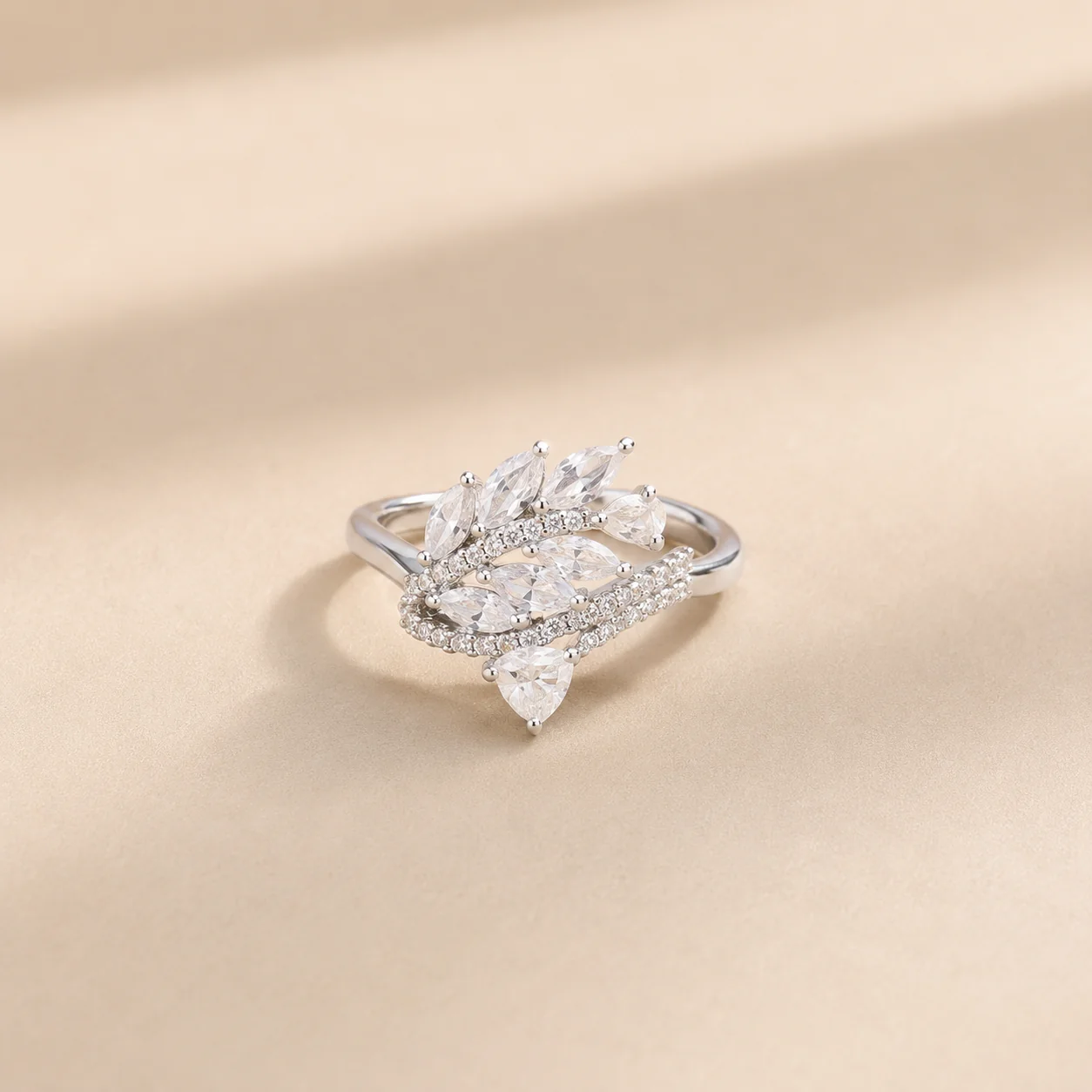 Aurora Leaf Cascade Ring