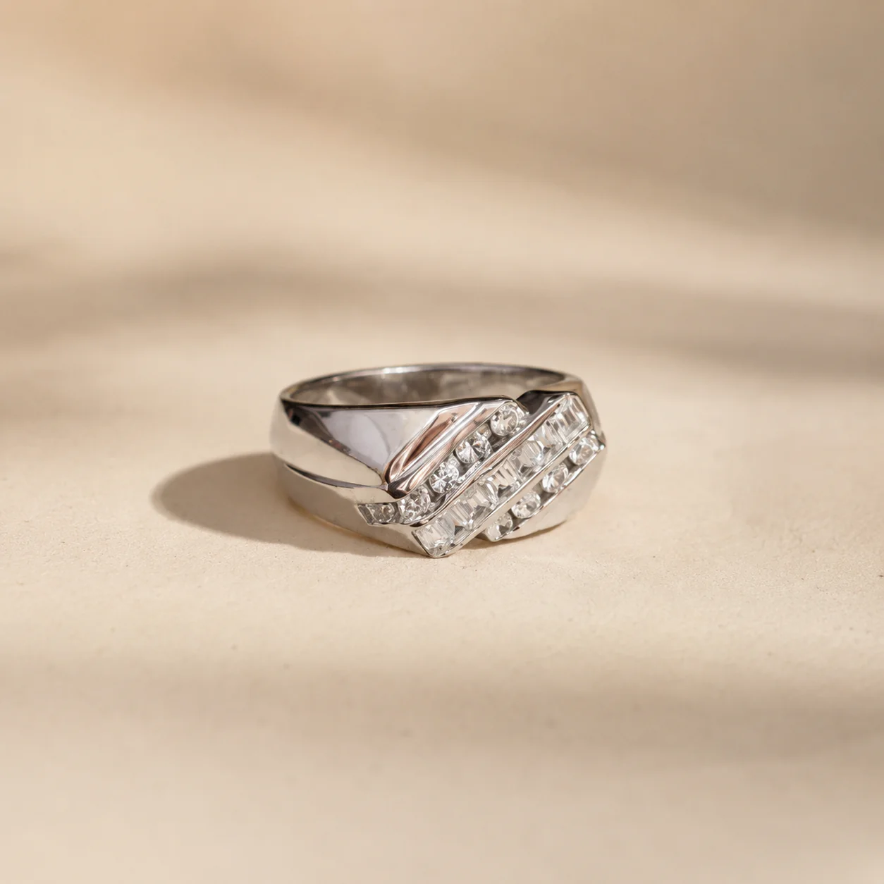 Baguette CZ Crossover Statement Ring - Image 2