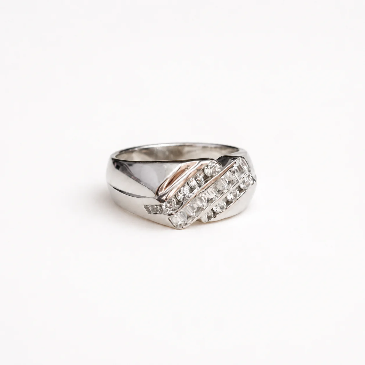 Baguette CZ Crossover Statement Ring - Image 3