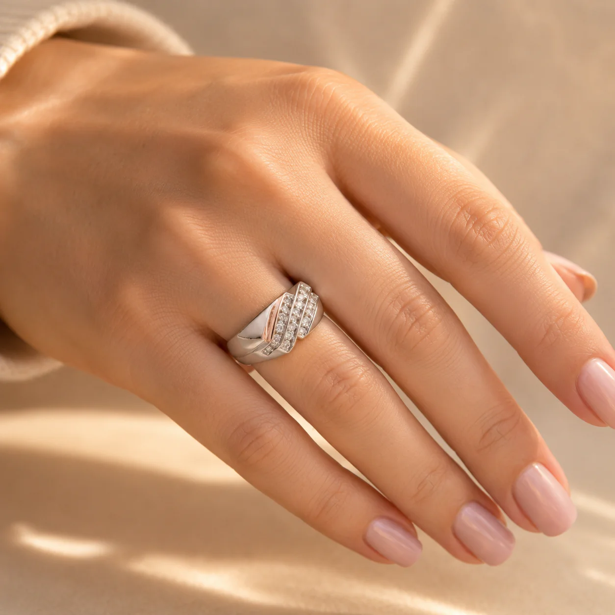 Baguette CZ Crossover Statement Ring - Image 4