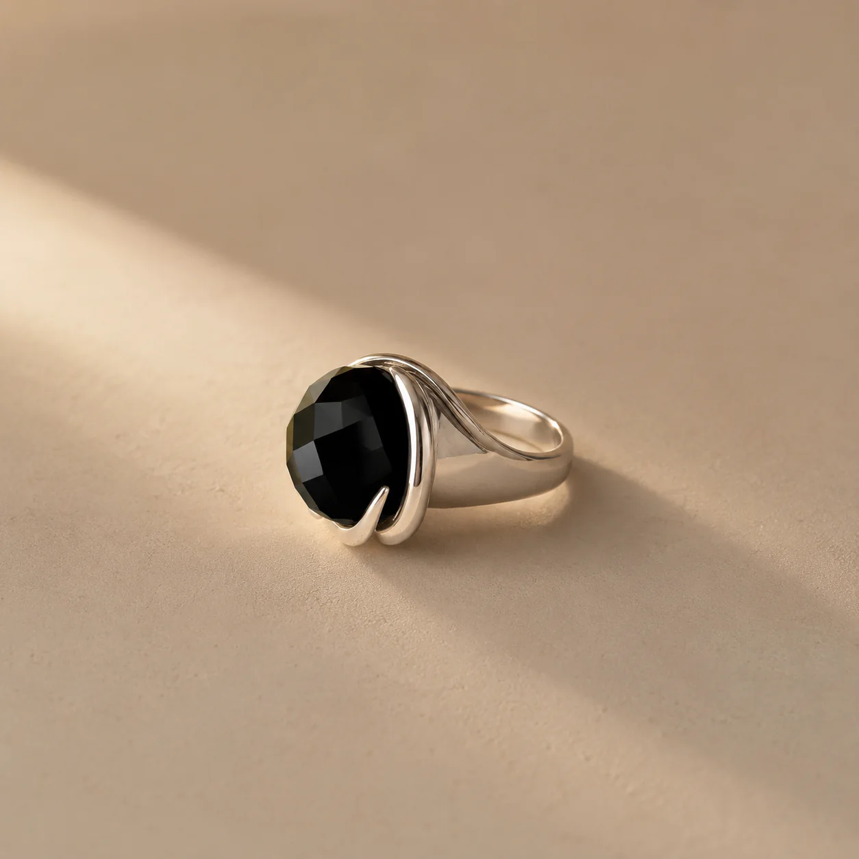 Black Spinel Statement Cocktail Ring - Image 2