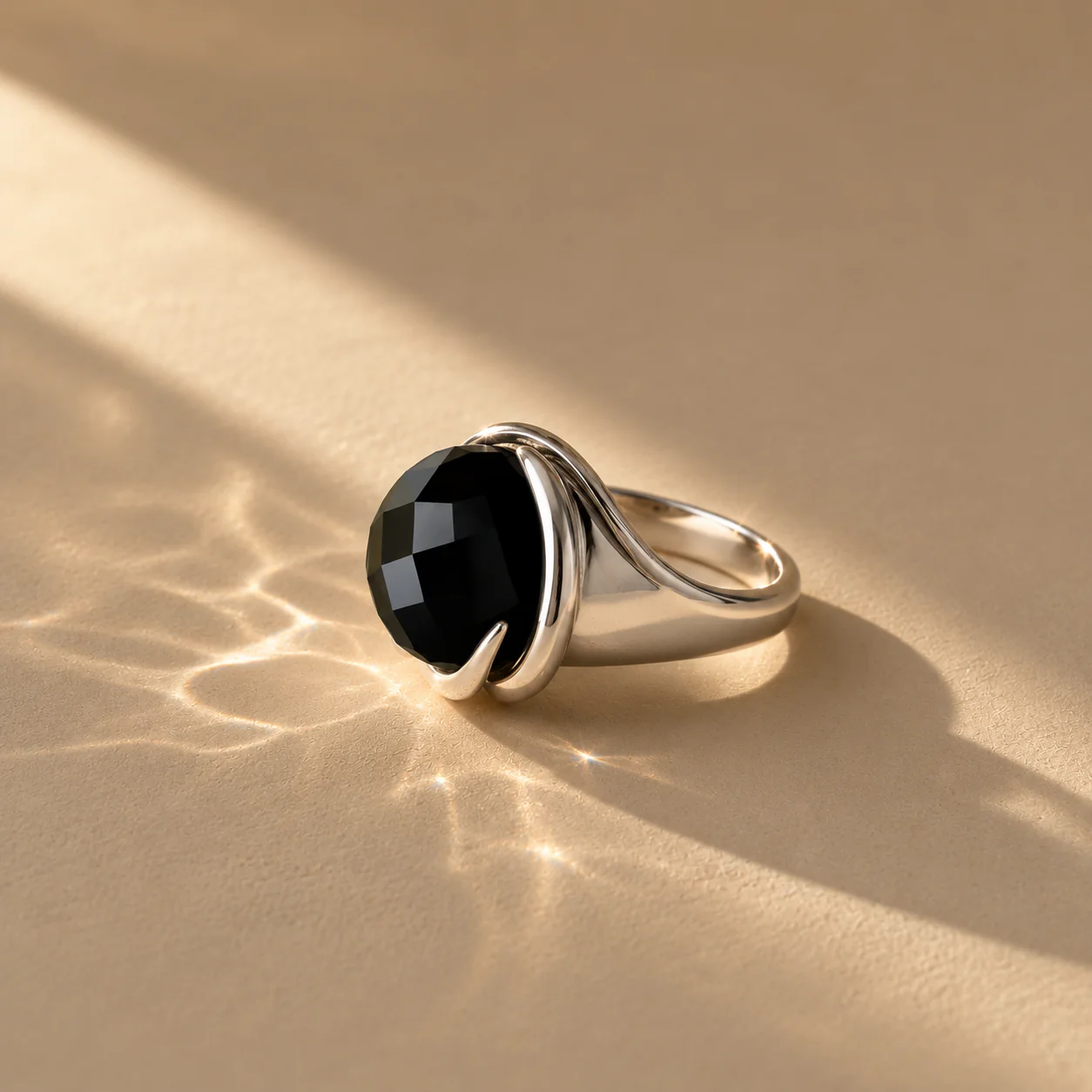 Black Spinel Statement Cocktail Ring - Image 3