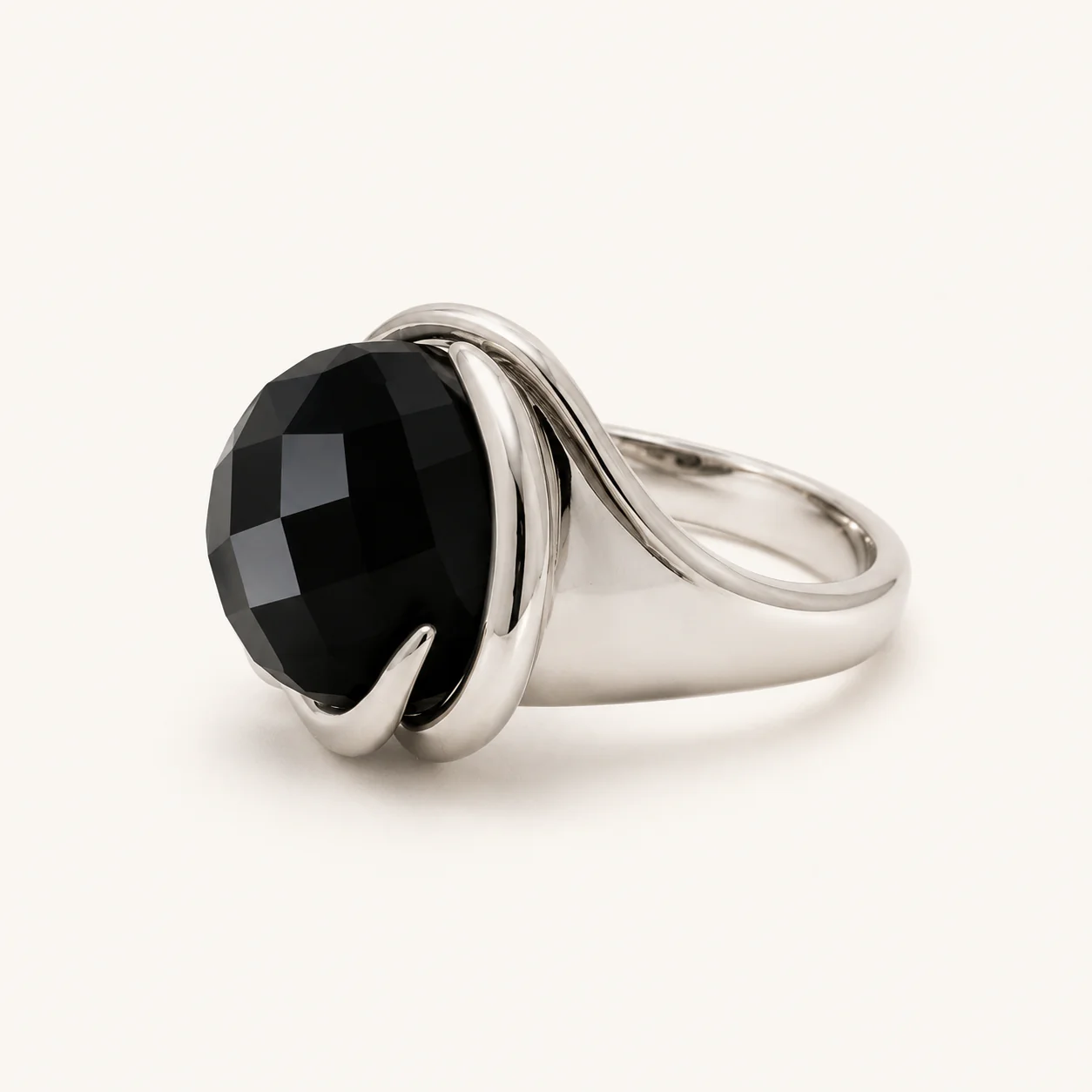 Black Spinel Statement Cocktail Ring - Image 4