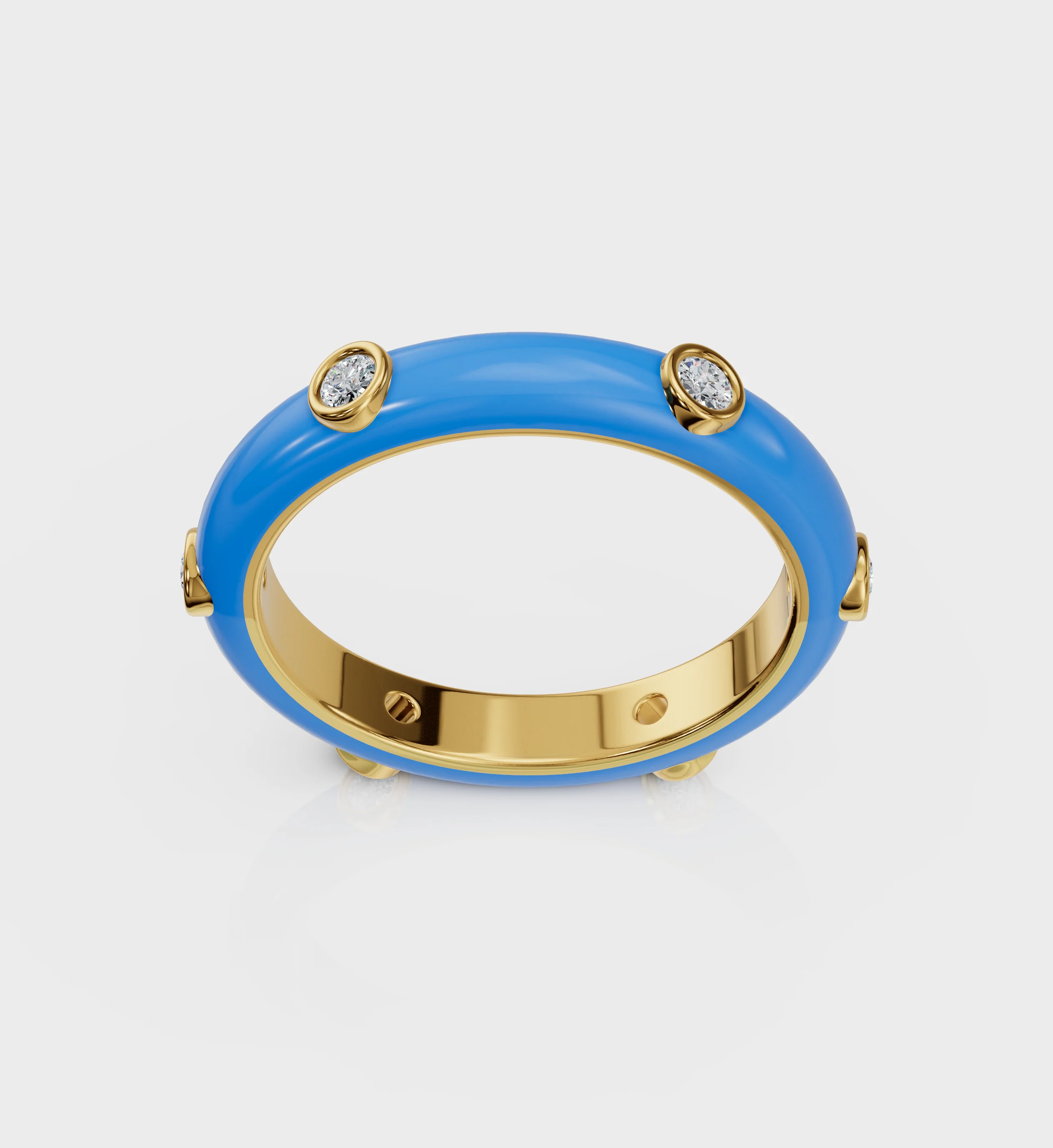 Blue Studded Enamel Ring - Image 5