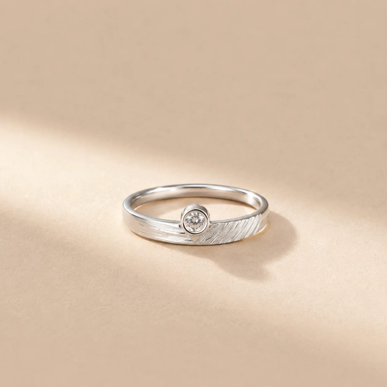 Brushed Bezel Solitaire Ring - Image 2