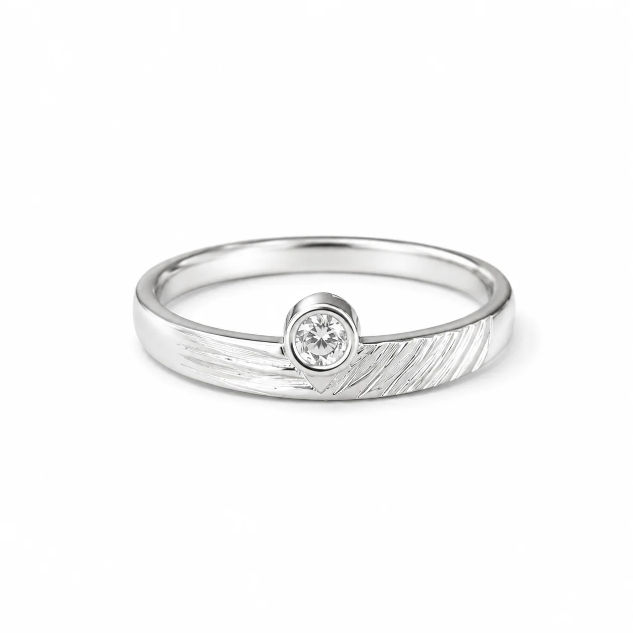 Brushed Bezel Solitaire Ring - Image 3
