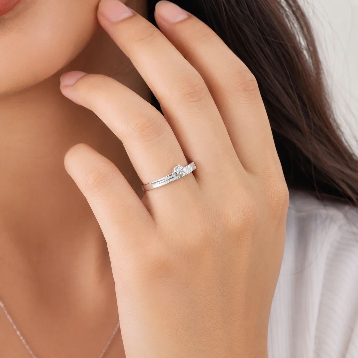 Brushed Bezel Solitaire Ring - Image 4