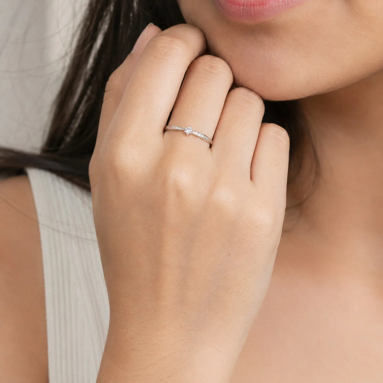 Celeste Petite Solitaire CZ Ring - Image 4