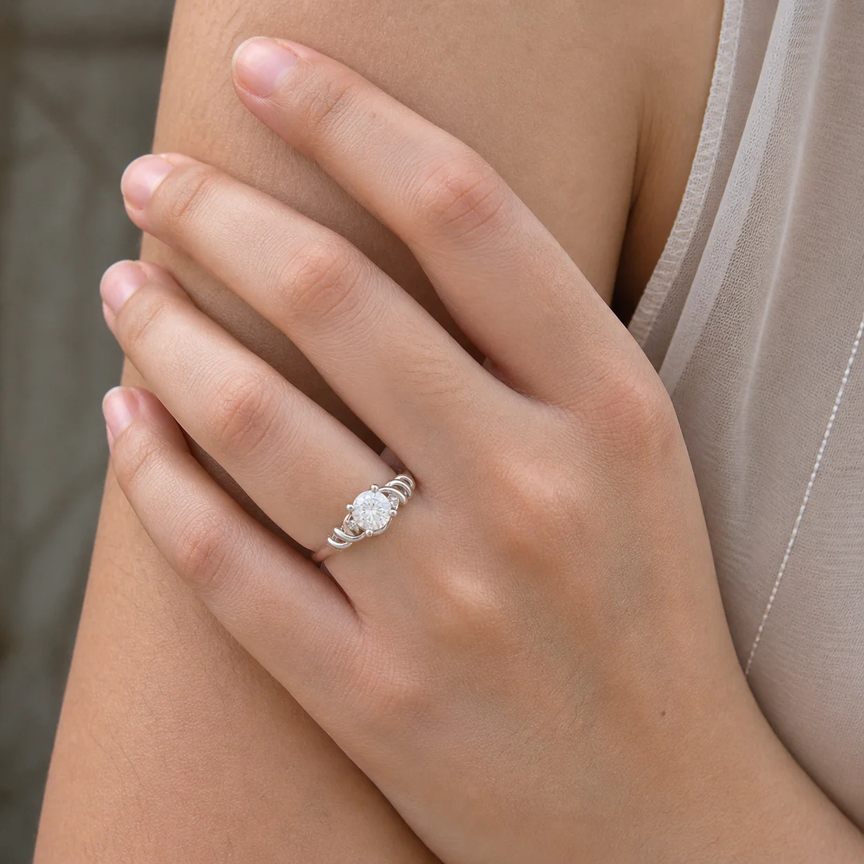 Celeste Wave Solitaire Ring - Image 5