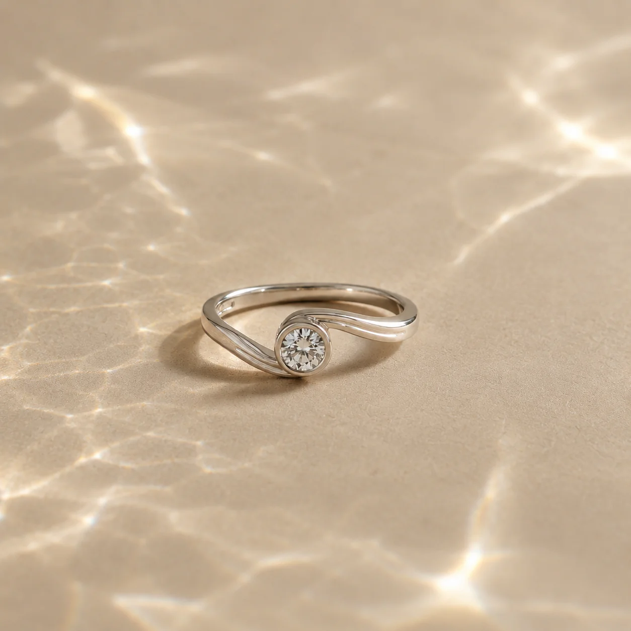 Celestia Swirl Solitaire Ring - Image 2
