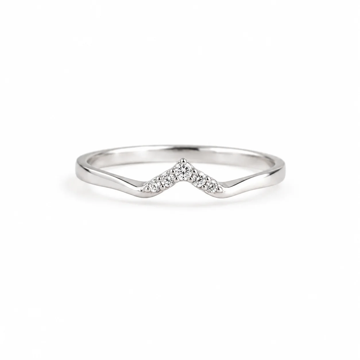 Chevron CZ Wishbone Ring