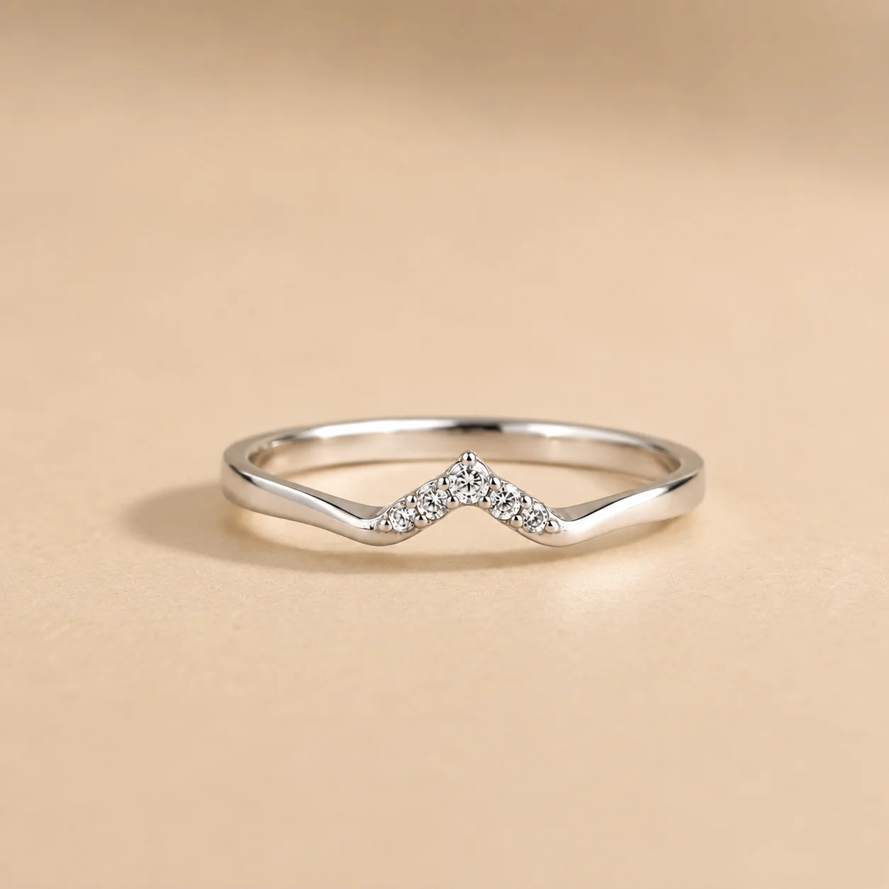 Chevron CZ Wishbone Ring - Image 2