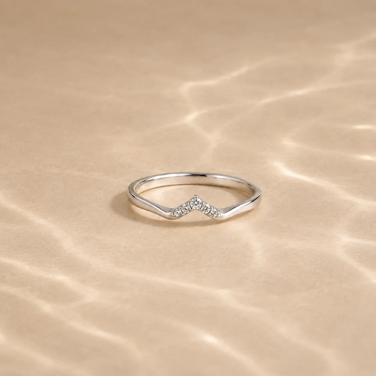 Chevron CZ Wishbone Ring - Image 4