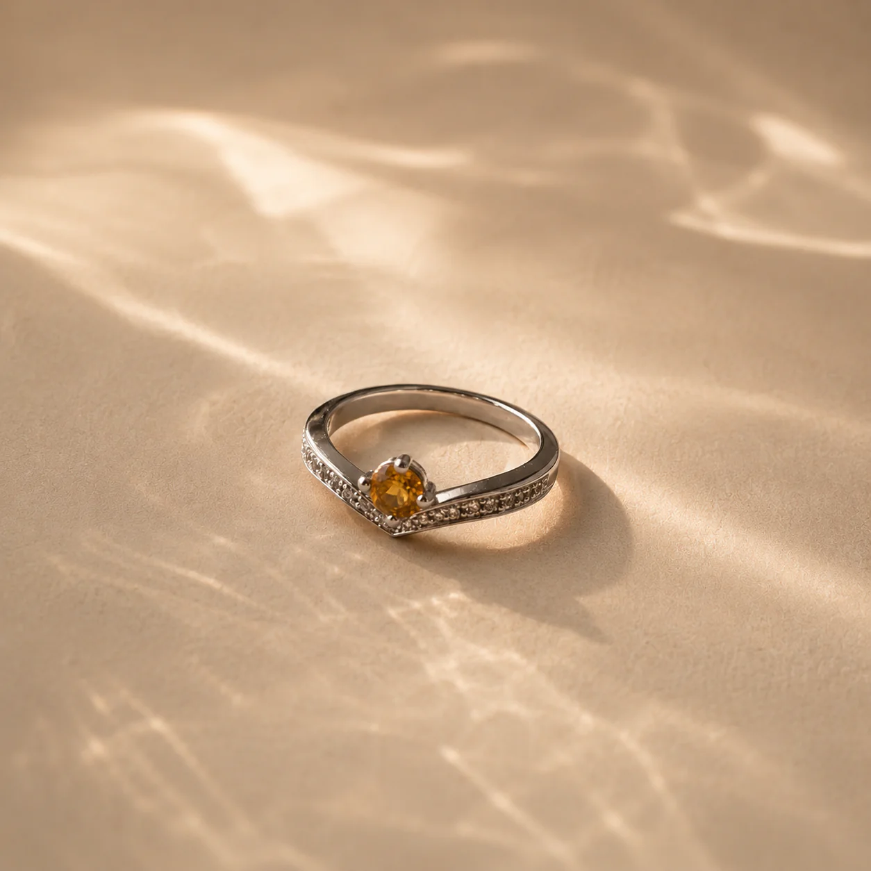 Citrine Chevron Promise Ring - Image 3