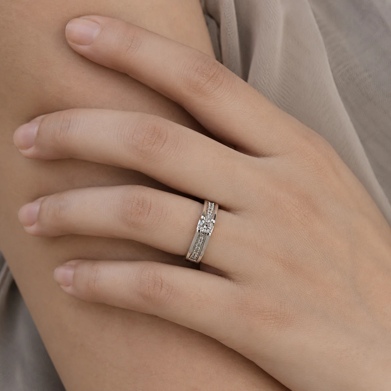 Classic Solitaire White CZ Ring - Image 4