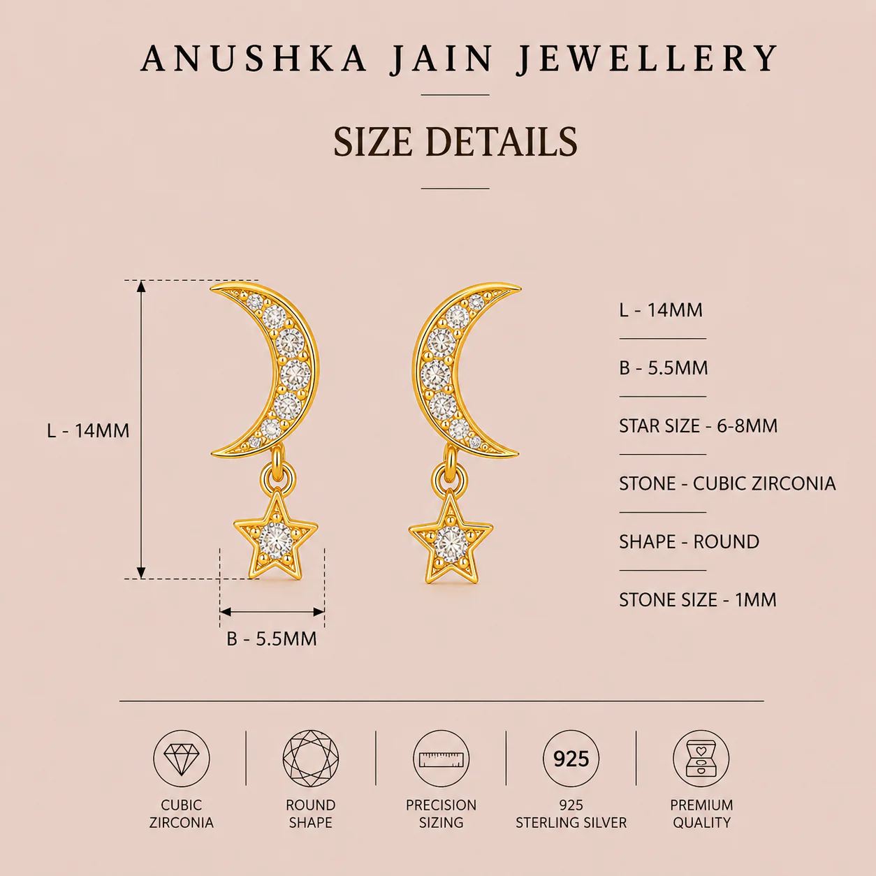 Crescent Star Stud - Image 4