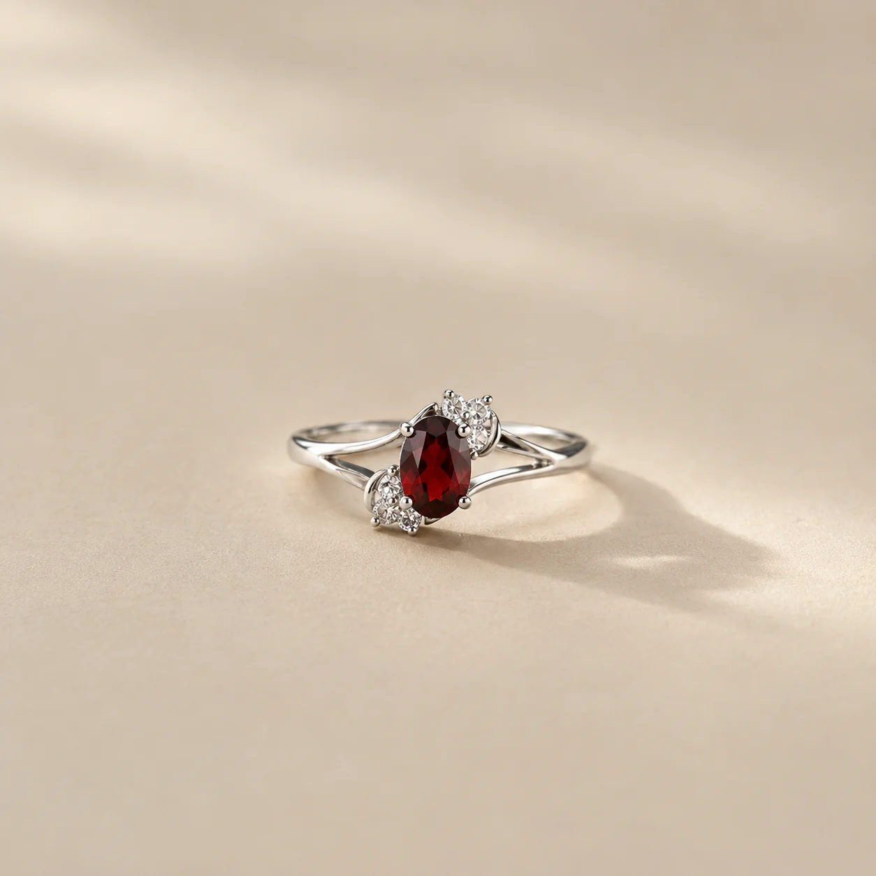 Crimson Blossom Garnet Ring
