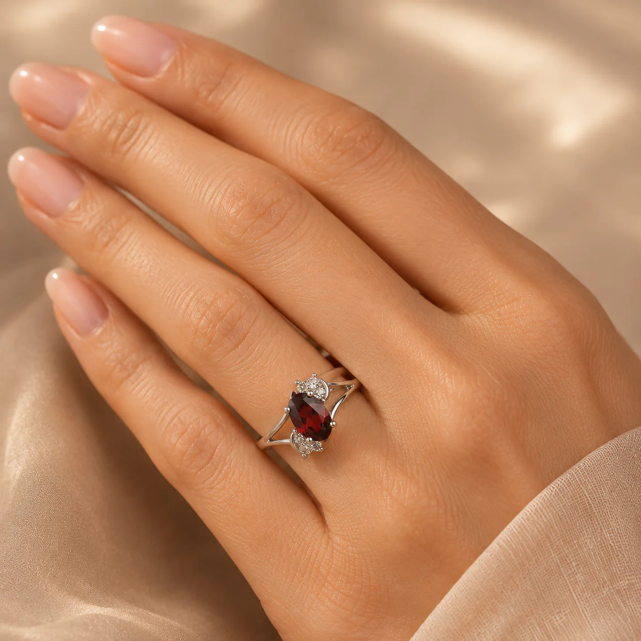 Crimson Blossom Garnet Ring - Image 4